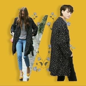 COPY - Zara trench navy blue with blossoms print